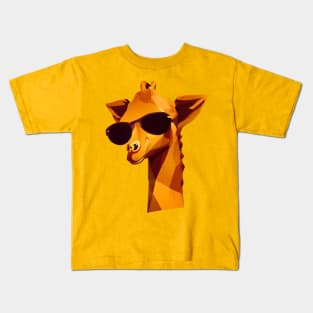 Cool Low Poly Giraffe wearing Sunglasses Kids T-Shirt